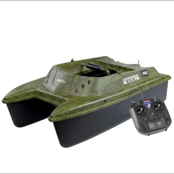 Bateau amorceur Anatec Catamaran Dl Camou Oak Brushless Lithium + Sr07 Brushless + Fishing robot