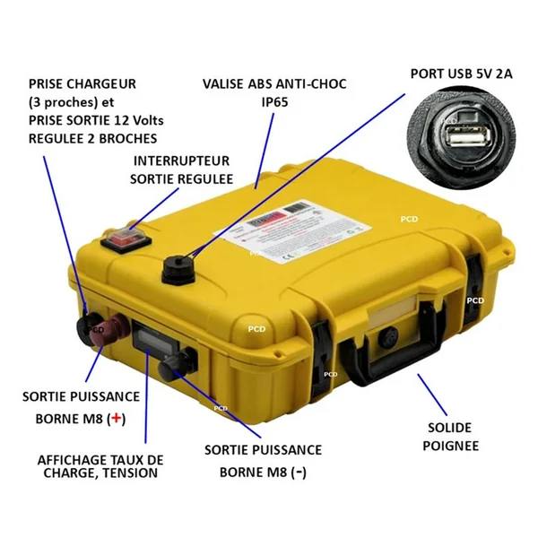 Batterie Valise Lithium Ion Polymère Prolith 12 Volts 80 Ah + Sortie Régulée 12 V