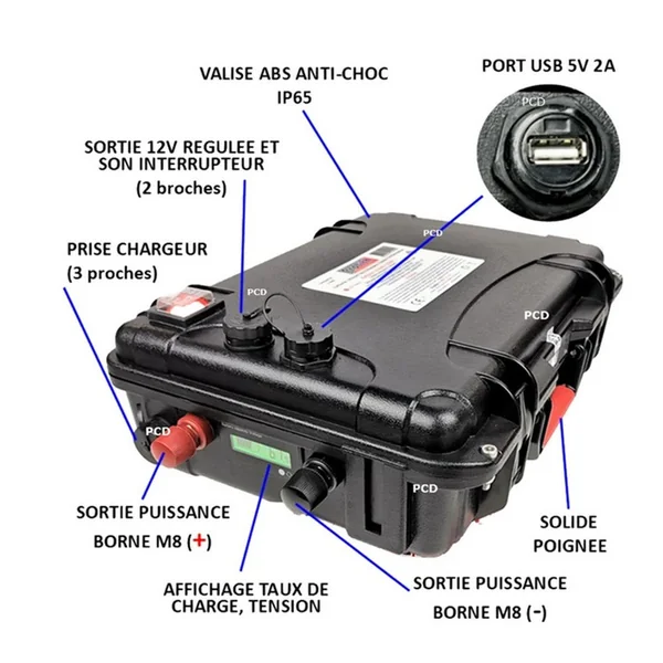 Batterie Valise Lithium Ion Polymère Prolith 24 Volts 160 Ah + Sortie Régulée 12V