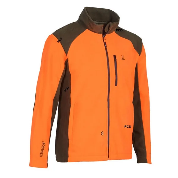 Blouson Polaire Homme Percussion Polairecor Brodé Percussion Kaki Orange