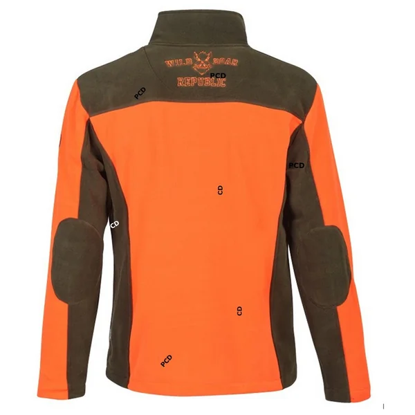 Blouson Polaire Homme Percussion Polairecor Brodé Sanglier Kaki Orange