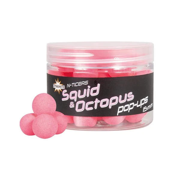 Bouillettes Flottantes Dynamite Baits N-Ticers Hookbaits Squid et Octopus Pop-Ups 12MM 40G