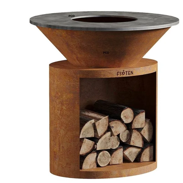 Braséro Firten Ellipse 100 En Acier Corten Plaque Inox