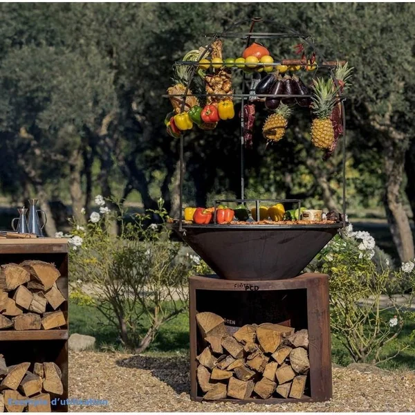 Braséro Firten Ellipse 100 En Acier Corten Plaque Inox