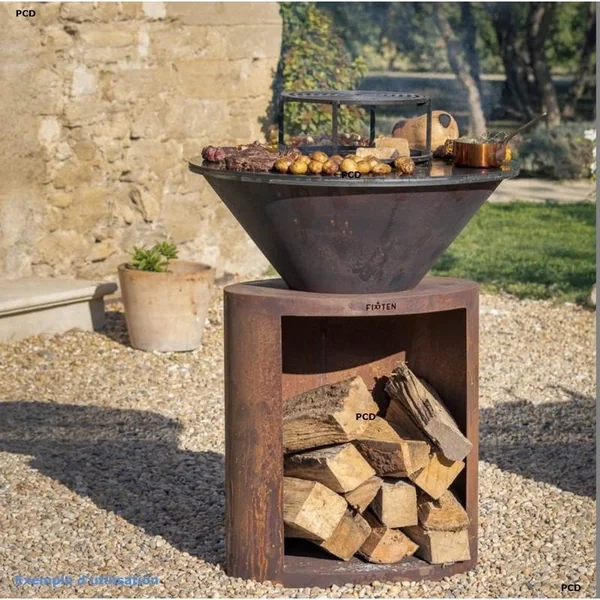 Braséro Firten Ellipse 80 En Acier Corten Plaque Inox