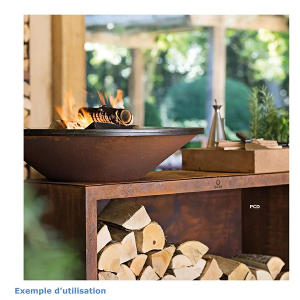 Braséro Plancha Ofyr Island Corten 100 Bois De Teck