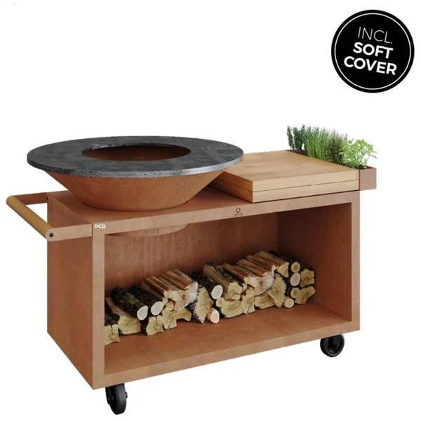 Braséro Plancha Ofyr Island Corten 100 Pro Bois De Teck