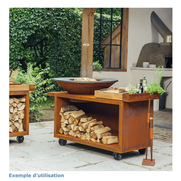 Braséro Plancha Ofyr Island Corten 100 Pro Bois De Teck
