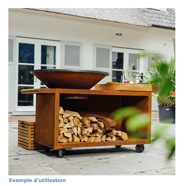 Braséro Plancha Ofyr Island Corten 100 Pro Bois De Teck