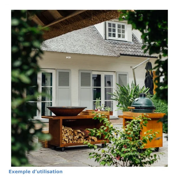 Braséro Plancha Ofyr Island Corten 100 Pro Bois De Teck