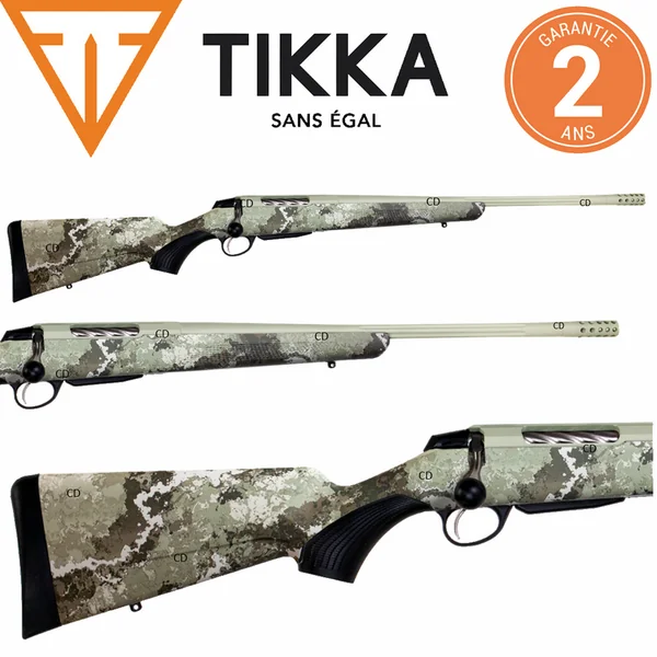 Carabine Tikka T3x Lite Veil Alpine Flutée Filetée Cerakote Avec Frein De Bouche