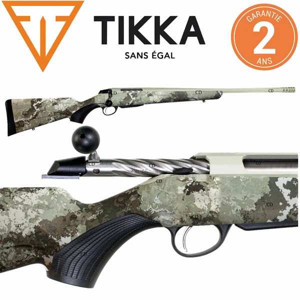 Carabine Tikka T3x Lite Veil Alpine Flutée Filetée Cerakote Avec Frein De Bouche
