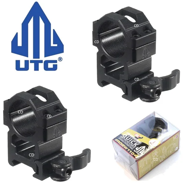 COLLIERS UTG HAUT A MONTAGE RAPIDE POUR RAIL PICATINNY/WEAVER 21MM PAR 2