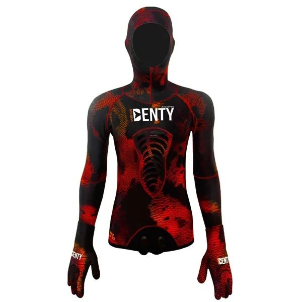 Combinaison de chasse sous marine Denty Spearfishing Anaconda rouge 5 mm