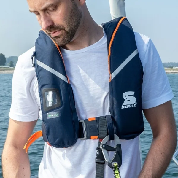 Gilet de sauvetage Automatique Secumar Survival Duo Protect 275N Bleu foncé + harnais