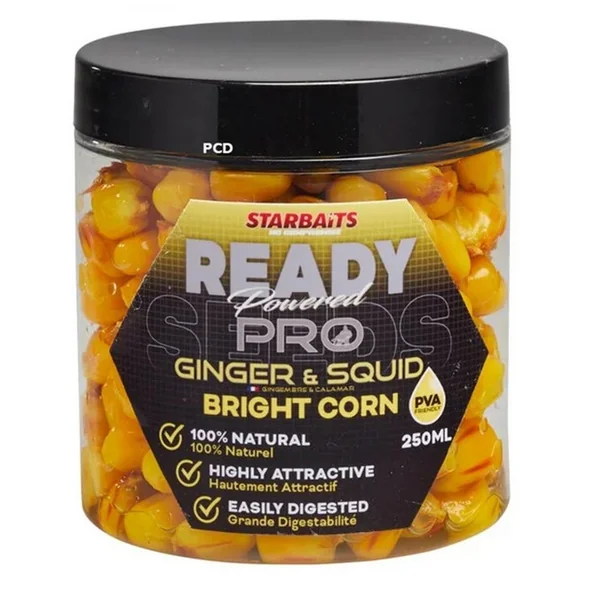 Graines Préparées Starbaits Ready Seeds Pro Bright Corn Ginger Squid 250ML