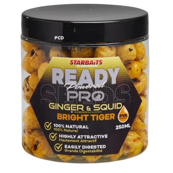 Graines Préparées Starbaits Ready Seeds Pro Bright Tiger Ginger Squid 250ML