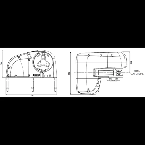 Guindeau Lewmar Horizontal Serie HX1 12V - 500W avec poupée 6mm