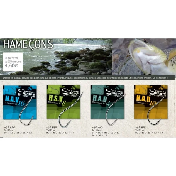 HAMECON DE PECHE HAV PIERRE SEMPE APPATS VIVANTS - HAV Appâts Naturels N°12