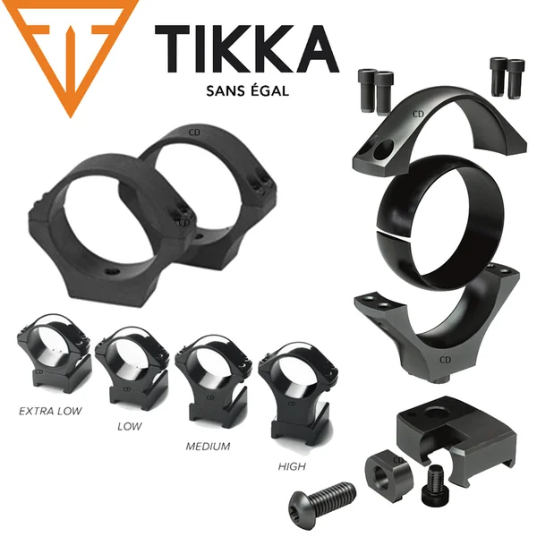 Jeu De 2 Colliers Tikka Optilock Phosphaté Acier Diamètre 30mm Extra Bas