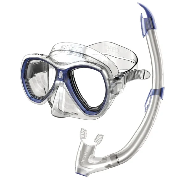 Kit Masque silicone Tuba purge Snorkeling Seac sub Elba Bleu Adulte