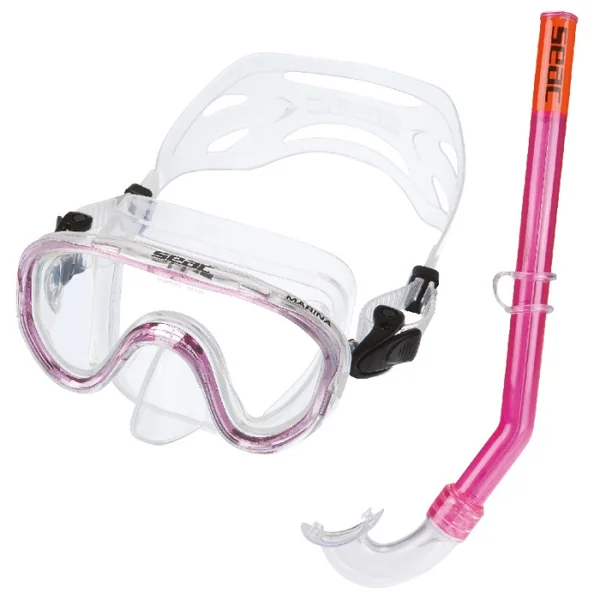 Kit Masque Tuba Snorkeling Seac Marina Pink Junior 4-8 ans