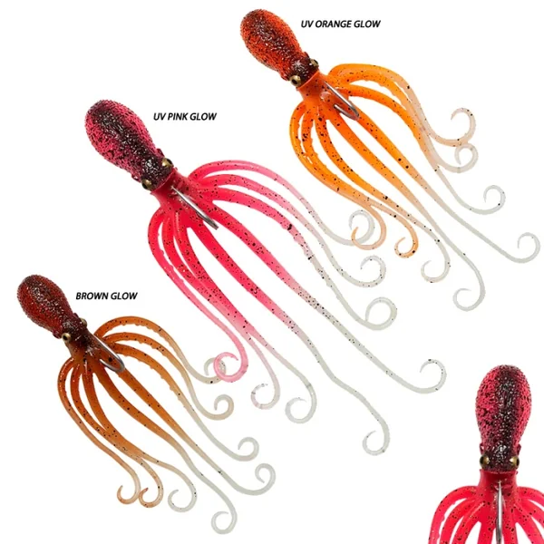 Leurre souple Savage gear Salt 3D Octopus - 120 gr Uv orange glow