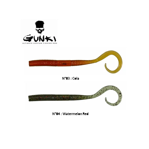 LEURRES SOUPLES GUNKI C'EEL WORM 7.5CM PAR 15 PUMPKIN GREEN FLAKE