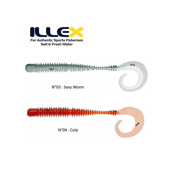 LEURRES SOUPLES ILLEX MAGIC RING CURLY WORM 10CM PAR 12