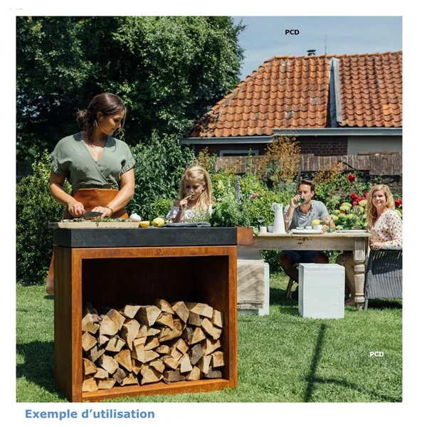 Meuble Butcher Block Storage 90 Corten Et Céramique Gris Anthracite Ofyr