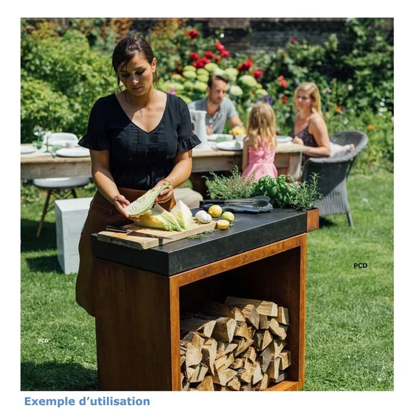 Meuble Butcher Block Storage 90 Corten Et Céramique Gris Anthracite Ofyr