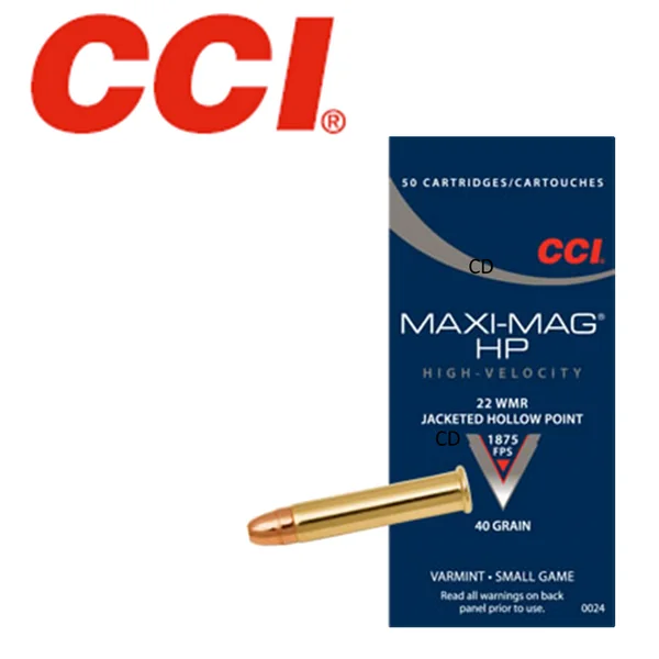 Munitions CCI 22 Mag Varmint Maxi-Mag Hp 40 Grains Cuivrée Par 50