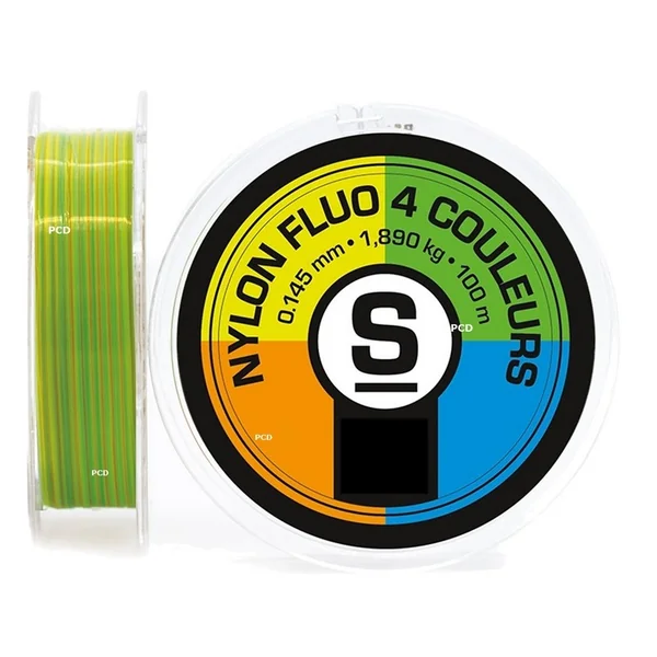 Nylon Pierre Sempé Fluo 4 Couleurs 100m Jaune, Vert, Bleu Et Orange