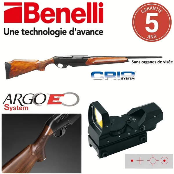 Pack Carabine Benelli Argo E Bois Sans Organes De Visée + Véoptik 4 Réticules MRS