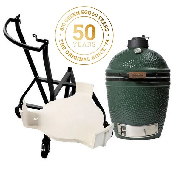 Pack Promo 50ans Kamado Big Green Egg Medium Avec Chariot Et Conveggtor