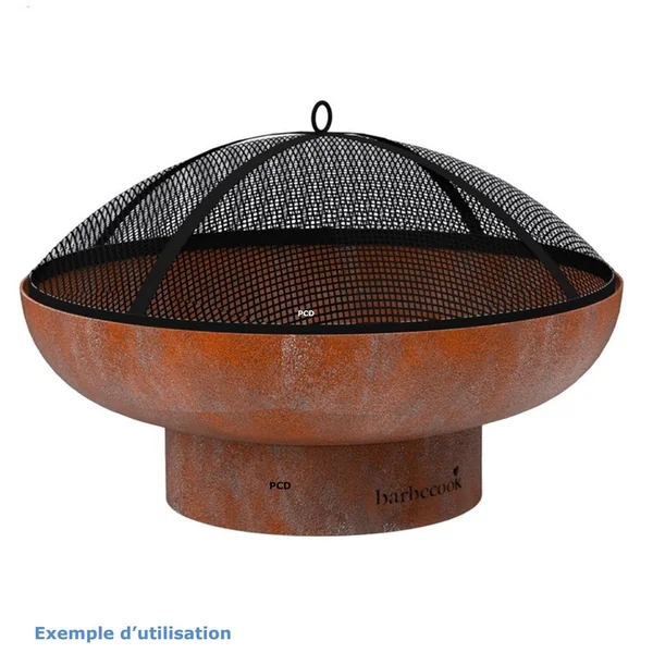 Pack Promo Braséro En Acier Corten Barbecook Jack 60 Avec Pare Etincelle Et Grille