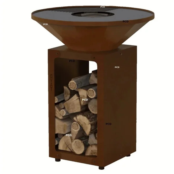 Pack Promo Braséro Oyat B.B.O 68 Cognac En Acier Corten Avec Housse Et Gants