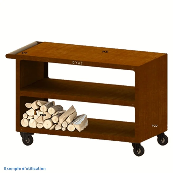 Pack Promo Braséro Oyat B.B.O 78 Cognac En Acier Corten Avec Desserte Pontillac 120