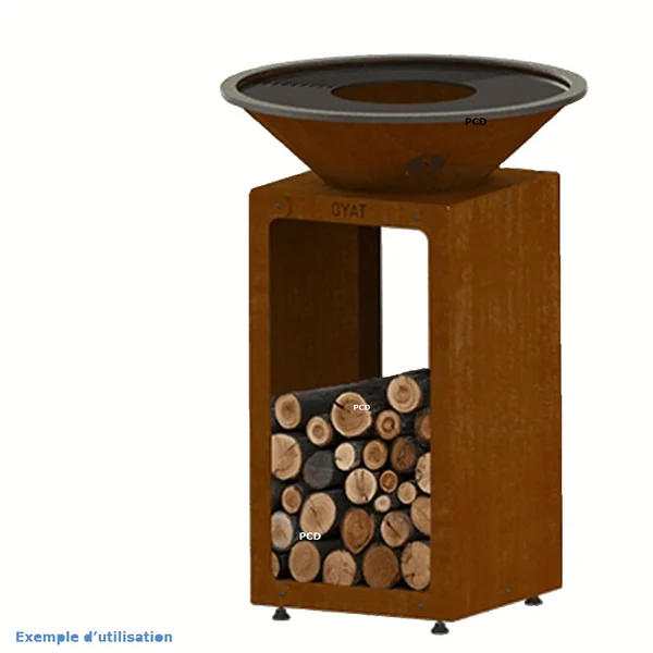Pack Promo Braséro Oyat B.B.O 78 Cognac En Acier Corten Avec Desserte Pontillac 80