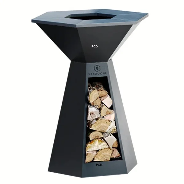 Pack Promo Braséro Plancha Hexagone Agape 85 Noir Avec Grille Et Etouffoir