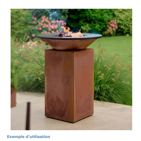 Pack Promo Braséro Plancha Ofyr 75 Corten Avec Housse Et Grille Ronde
