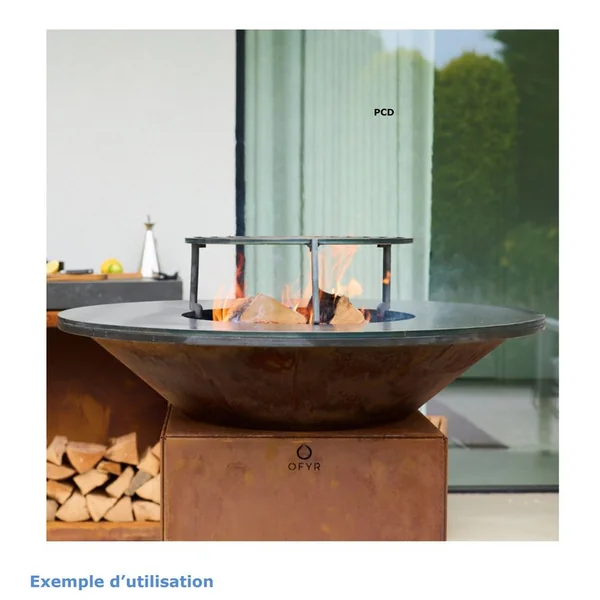 Pack Promo Braséro Plancha Ofyr 75 Corten Avec Housse Et Grille Ronde
