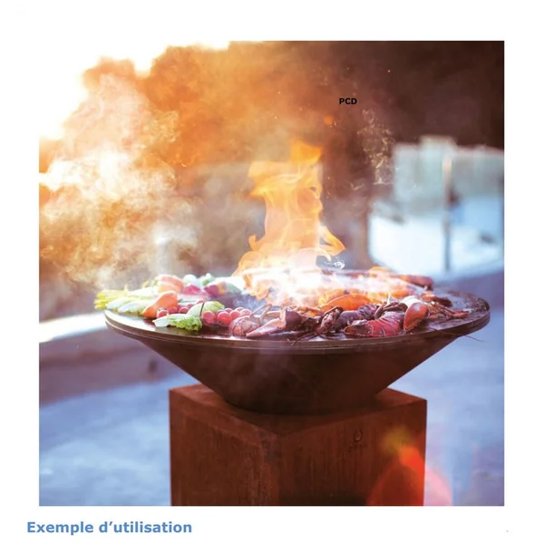 Pack Promo Braséro Plancha Ofyr Classic Corten 100 Et Anneau Fire Guard