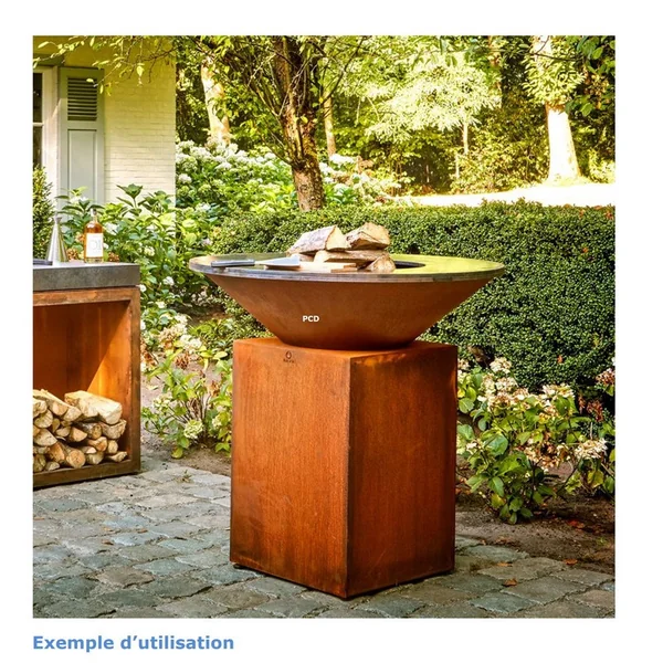 Pack Promo Braséro Plancha Ofyr Classic Corten 100 Et Anneau Fire Guard