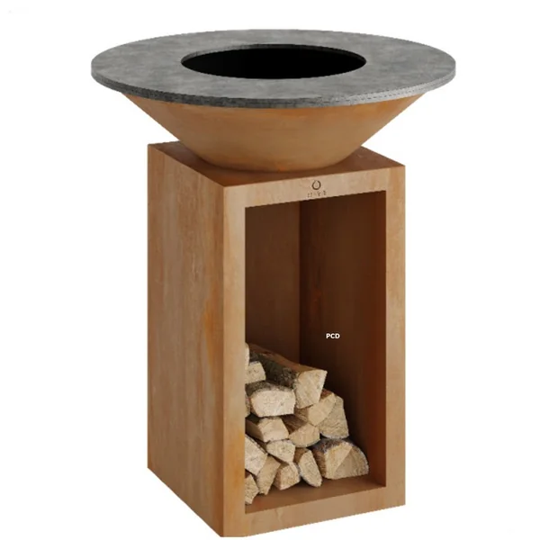 Pack Promo Braséro Plancha Ofyr Classic Storage Corten 85 Et Anneau Fire Guard