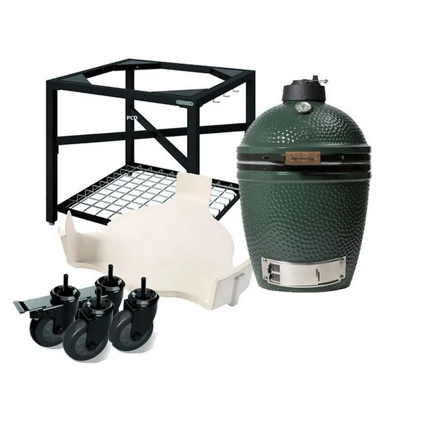 Pack Promo Kamado Big Green Egg Large Avec Table Modulaire, Meuble De Rangement Et Conveggtor