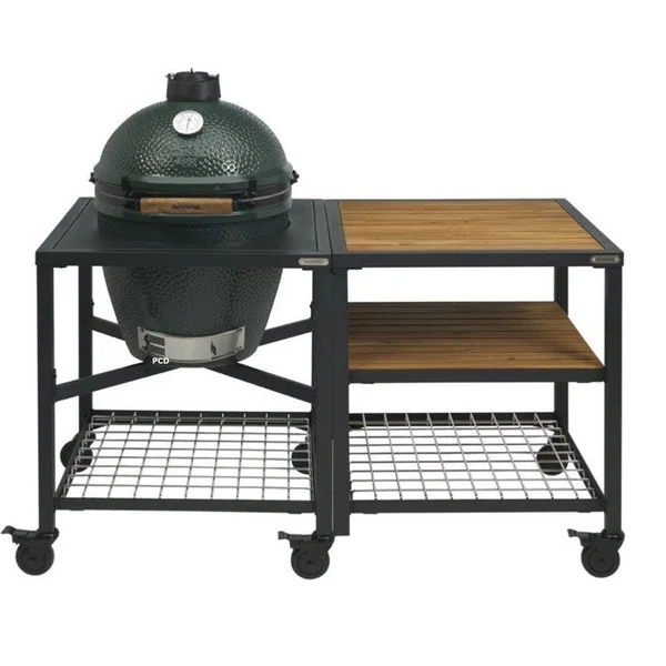 Pack Promo Kamado Big Green Egg Large Avec Table Modulaire, Meuble D'Extension Et Conveggtor