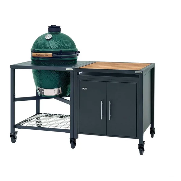 Pack Promo Kamado Big Green Egg XL Avec Table Modulaire, Meuble D'Extension, Meuble De Rangement Et Conveggtor