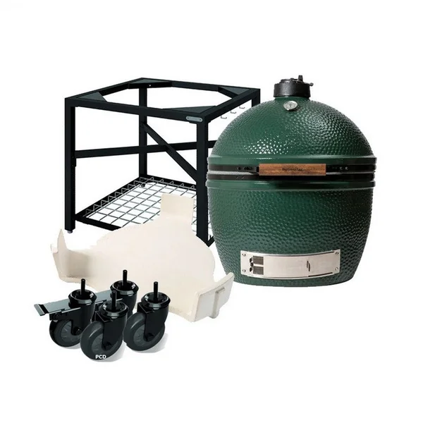 Pack Promo Kamado Big Green Egg XL Avec Table Modulaire, Meuble D'Extension, Meuble De Rangement Et Conveggtor