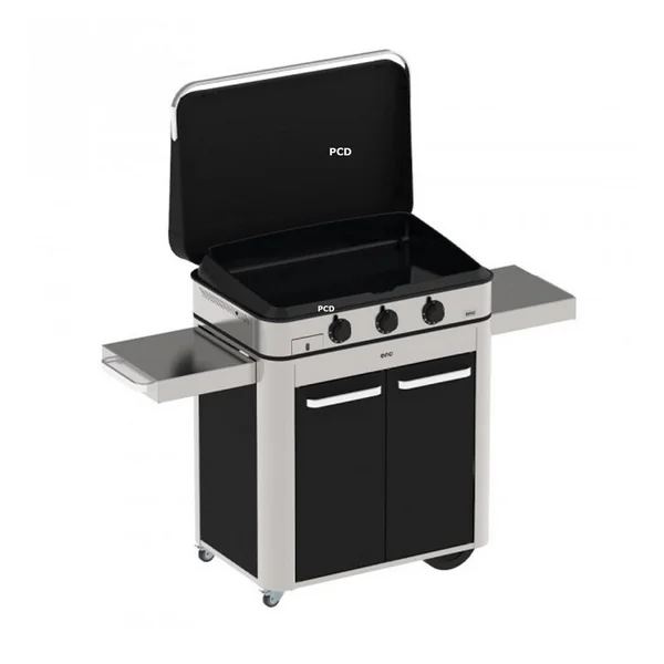 Plancha A Gaz Sur Chariot Eno Combo Enosign 80 Eno Combo Enosign Noir Et Inox